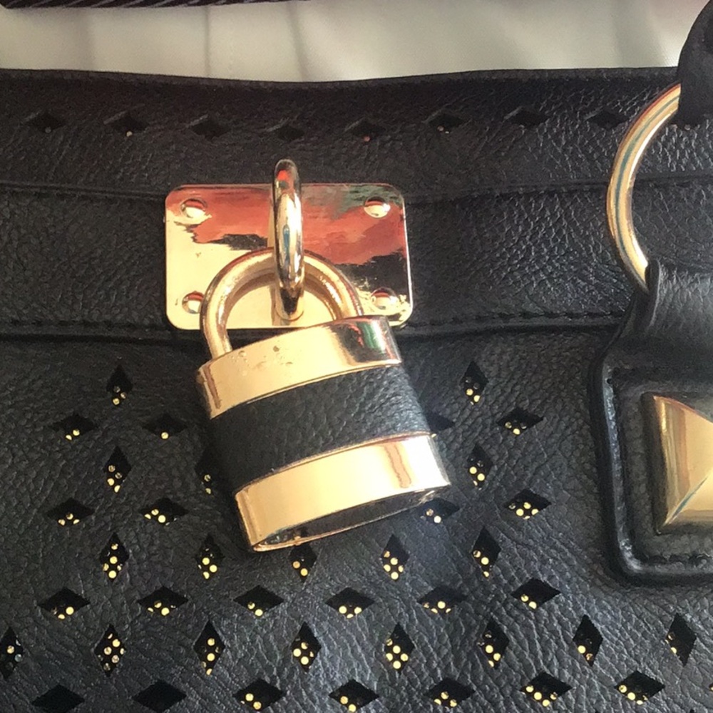 Elegant Black Handbag with Gold Accents - Picture 2 of 5